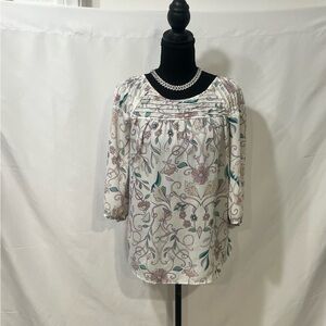 LC Lauren Conrad White Floral Blouse